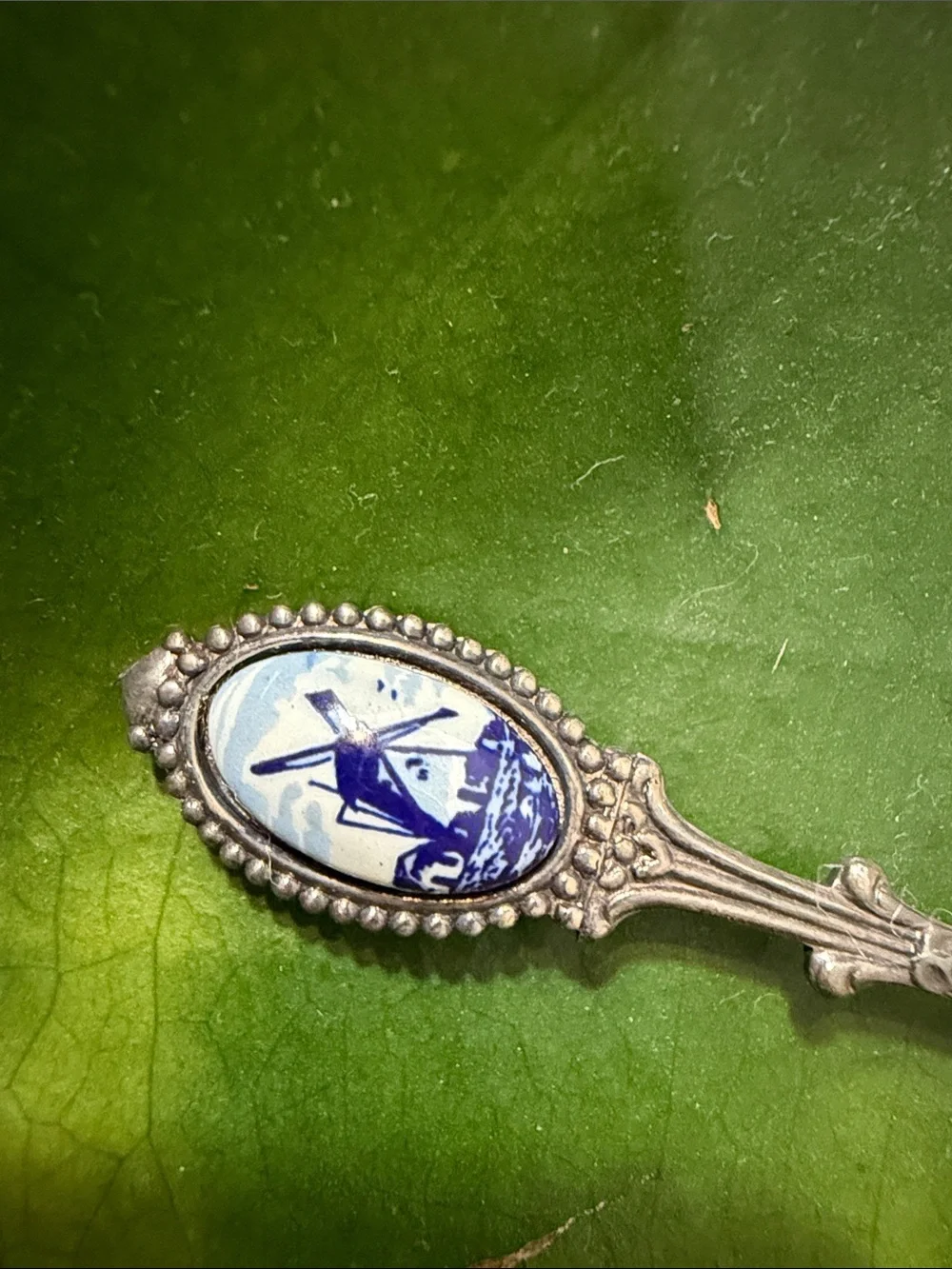 Blue Enamel Windmill Collectible Spoon